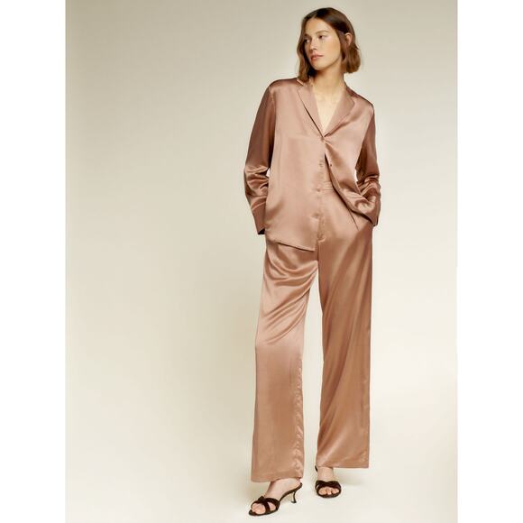 Reformation Willa Silk Pant - 4 - Croissant - Picture 1 of 5